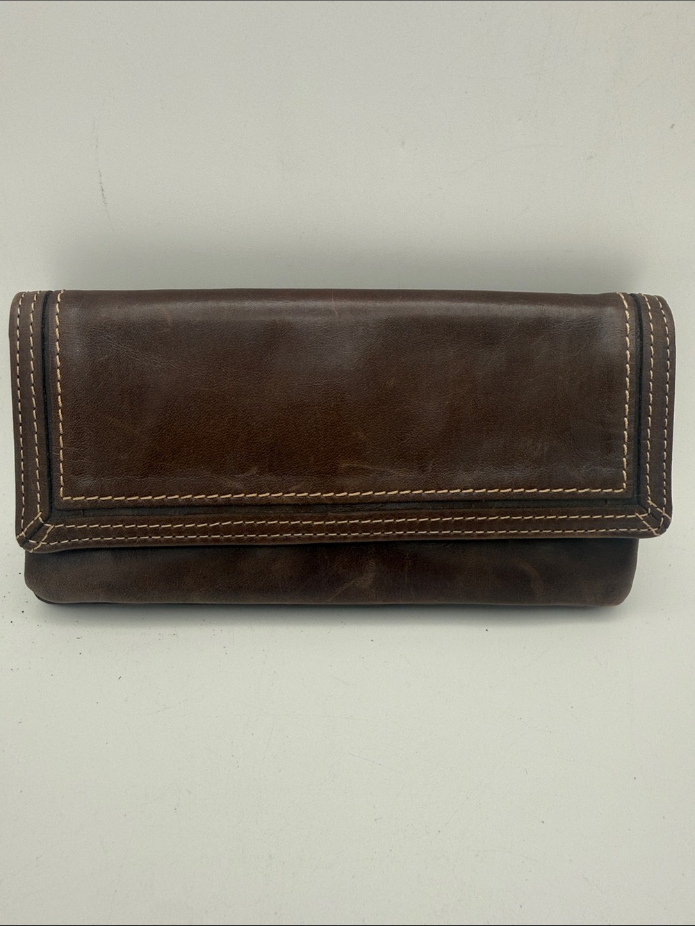 VTG Fossil brown leather multi fold wallet organizer card holder